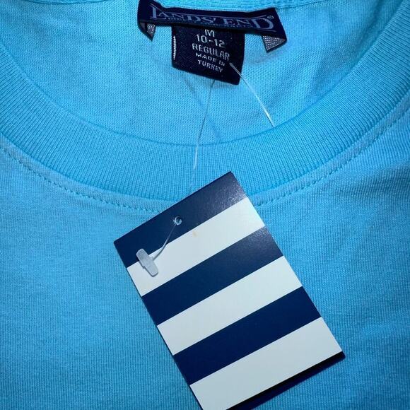 NWT Women’s Medium Lands’ End Light Blue SS Tunic Tee 100% Cotton Top Shirt - Picture 2 of 6